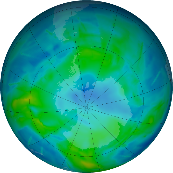 Antarctic ozone map for 30 April 2011